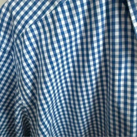 LL Bean Men’s Wrinkle Free Button Down Dress Shirt Blue & White Gingham 18-33 - Picture 3 of 5